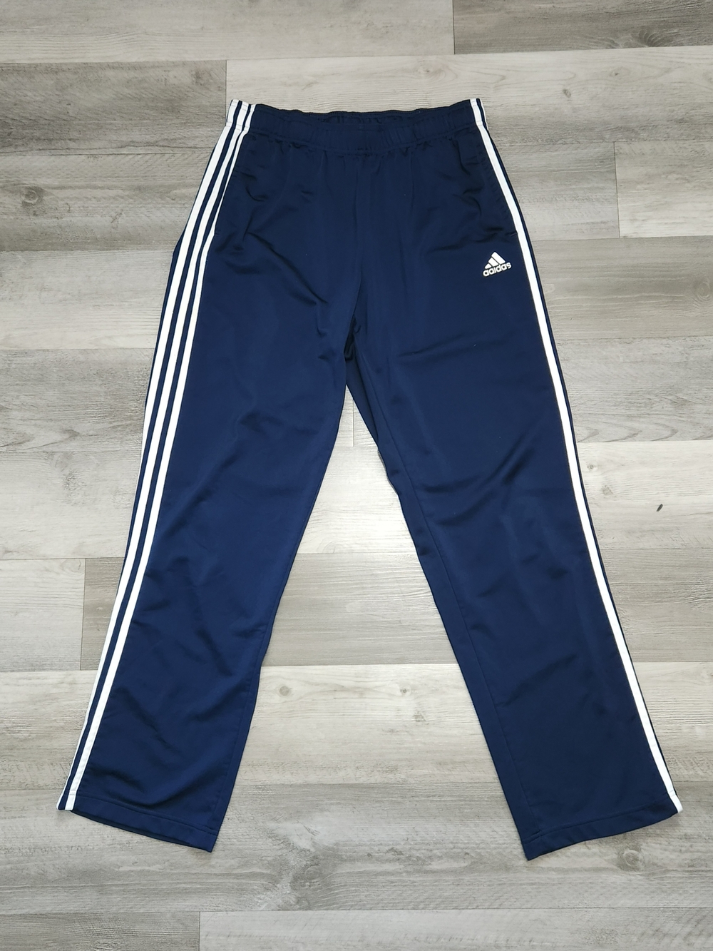 Adidas Youth Navy Track Pants with White Tri-Stripes Logo Size Large